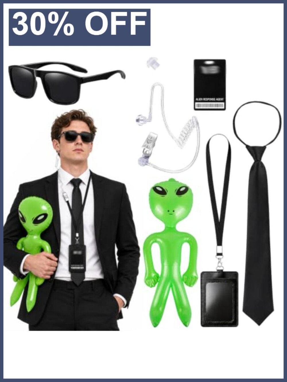 Men in Black Costume Accessories Set Secret Agent Halloween Cosplay